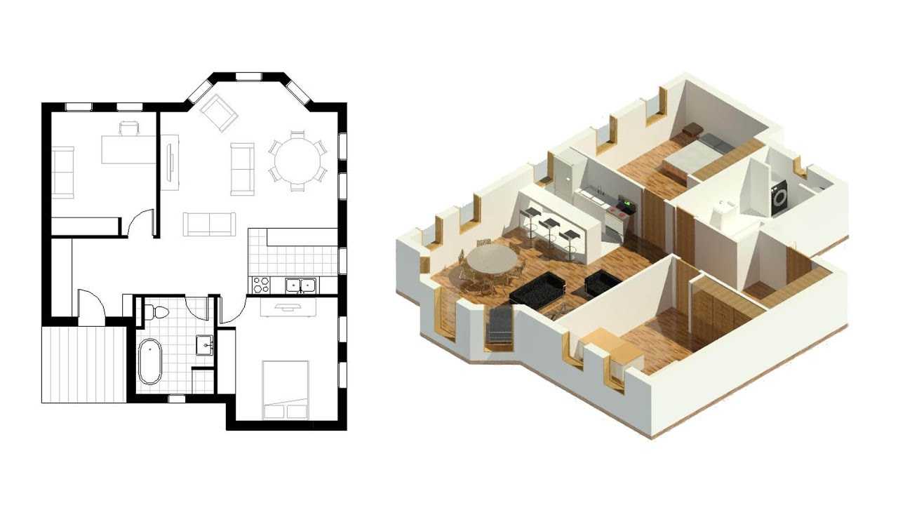 3D rendering of floor plan